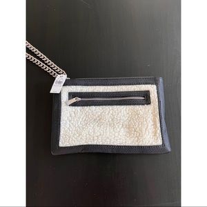 Clutch bag. Black and white with silver chain